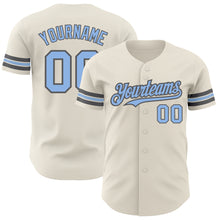 Load image into Gallery viewer, Custom Cream Light Blue-Steel Gray Authentic Baseball Jersey
