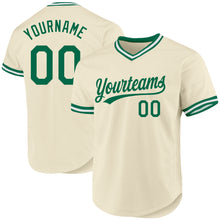Load image into Gallery viewer, Custom Cream Kelly Green-White Authentic Throwback Baseball Jersey
