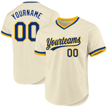 Load image into Gallery viewer, Custom Cream Royal-Gold Authentic Throwback Baseball Jersey
