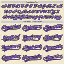 Load image into Gallery viewer, Custom Cream Purple Gray-Black Authentic Throwback Baseball Jersey
