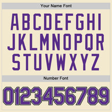 Load image into Gallery viewer, Custom Cream Purple Gray-Black Authentic Throwback Baseball Jersey
