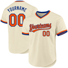 Load image into Gallery viewer, Custom Cream Orange-Royal Authentic Throwback Baseball Jersey

