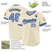 Load image into Gallery viewer, Custom Cream Light Blue-Navy Authentic Throwback Baseball Jersey
