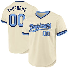 Load image into Gallery viewer, Custom Cream Light Blue-Navy Authentic Throwback Baseball Jersey
