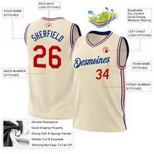 Load image into Gallery viewer, Custom Cream Red-Royal Authentic Throwback Basketball Jersey
