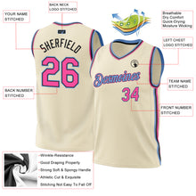Load image into Gallery viewer, Custom Cream Pink Black-Light Blue Authentic Throwback Basketball Jersey
