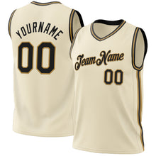 Load image into Gallery viewer, Custom Cream Black-Old Gold Authentic Throwback Basketball Jersey
