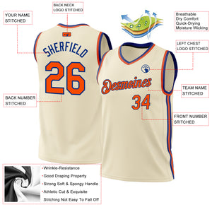 Custom Cream Orange-Royal Authentic Throwback Basketball Jersey