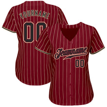 Load image into Gallery viewer, Custom Crimson Cream Pinstripe Black-City Cream Authentic Baseball Jersey
