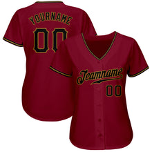 Load image into Gallery viewer, Custom Crimson Black-Old Gold Authentic Baseball Jersey

