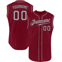 Load image into Gallery viewer, Custom Crimson Gray-Black Authentic Sleeveless Baseball Jersey
