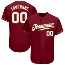 Load image into Gallery viewer, Custom Crimson White-Old Gold Authentic Baseball Jersey
