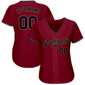 Custom Crimson Navy-Old Gold Authentic Baseball Jersey