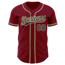 Load image into Gallery viewer, Custom Crimson Black-City Cream Authentic Baseball Jersey
