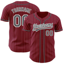 Load image into Gallery viewer, Custom Crimson White Pinstripe Steel Gray Authentic Baseball Jersey
