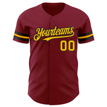 Load image into Gallery viewer, Custom Crimson Gold-Black Authentic Baseball Jersey
