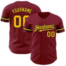 Load image into Gallery viewer, Custom Crimson Gold-Black Authentic Baseball Jersey
