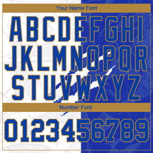 Load image into Gallery viewer, Custom Women&#39;s Graffiti Pattern Royal-Old Gold Scratch 3D V-Neck Cropped Baseball Jersey
