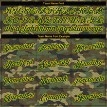Load image into Gallery viewer, Custom Women's Camo Green-Gold Salute To Service V-Neck Cropped Baseball Jersey
