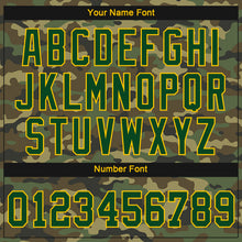 Load image into Gallery viewer, Custom Women's Camo Green-Gold Salute To Service V-Neck Cropped Baseball Jersey
