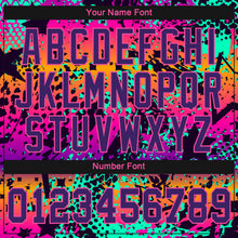 Load image into Gallery viewer, Custom Women&#39;s Graffiti Pattern Purple-Pink Bright Neon Colors 3D V-Neck Cropped Baseball Jersey
