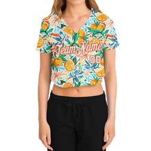 Load image into Gallery viewer, Custom Women's White White-Orange Fruits 3D V-Neck Cropped Baseball Jersey
