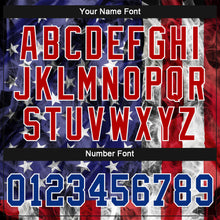 Load image into Gallery viewer, Custom Women&#39;s White Royal-Red American Flag Fashion 3D V-Neck Cropped Baseball Jersey
