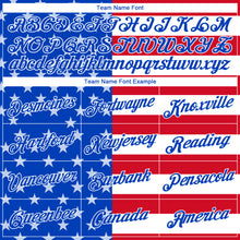 Load image into Gallery viewer, Custom Women&#39;s Royal White-Red American Flag Fashion 3D V-Neck Cropped Baseball Jersey
