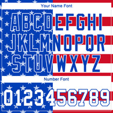 Load image into Gallery viewer, Custom Women&#39;s Royal White-Red American Flag Fashion 3D V-Neck Cropped Baseball Jersey
