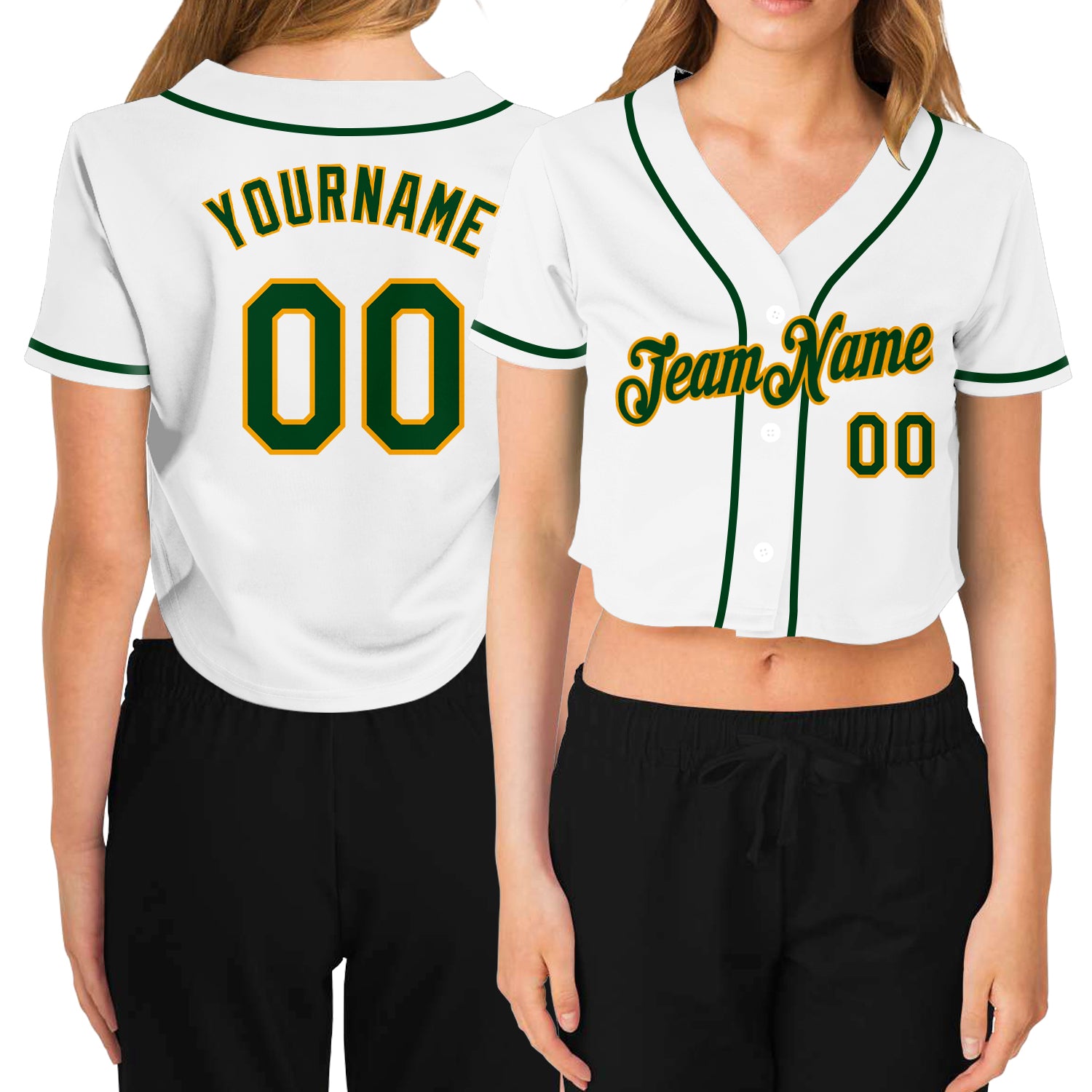 Custom Name Green Gold White Custom Name Baseball Jerseys Shirt
