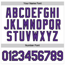 Load image into Gallery viewer, Custom Women&#39;s White Purple-Black V-Neck Cropped Baseball Jersey
