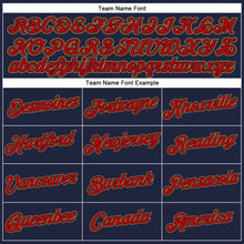 Load image into Gallery viewer, Custom Women&#39;s Navy Red-Old Gold V-Neck Cropped Baseball Jersey
