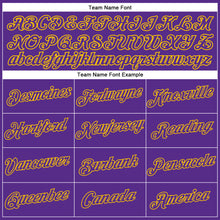 Load image into Gallery viewer, Custom Women&#39;s Purple Purple-Gold V-Neck Cropped Baseball Jersey
