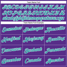 Load image into Gallery viewer, Custom Women&#39;s Purple Aqua-White V-Neck Cropped Baseball Jersey
