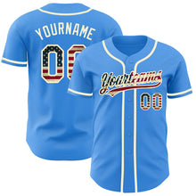 Load image into Gallery viewer, Custom Electric Blue Vintage USA Flag-Cream Authentic Baseball Jersey
