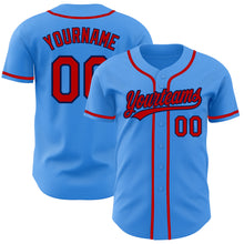 Load image into Gallery viewer, Custom Electric Blue Red-Navy Authentic Baseball Jersey
