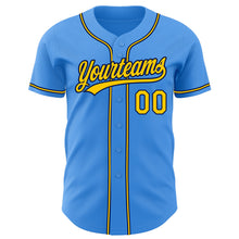 Load image into Gallery viewer, Custom Electric Blue Yellow-Navy Authentic Baseball Jersey
