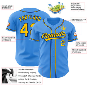 Custom Electric Blue Yellow-Navy Authentic Baseball Jersey