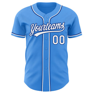 Custom Electric Blue White-Royal Authentic Baseball Jersey