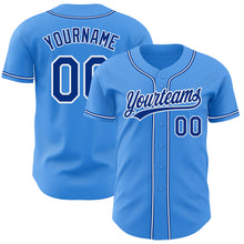 Load image into Gallery viewer, Custom Electric Blue Royal-White Authentic Baseball Jersey

