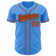 Load image into Gallery viewer, Custom Electric Blue Orange-Black Authentic Baseball Jersey
