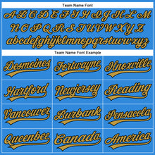 Load image into Gallery viewer, Custom Electric Blue Old Gold-Black Authentic Baseball Jersey

