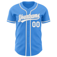 Load image into Gallery viewer, Custom Electric Blue White-Gray Authentic Baseball Jersey
