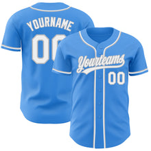 Load image into Gallery viewer, Custom Electric Blue White-Gray Authentic Baseball Jersey
