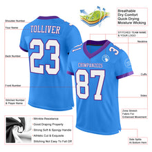 Load image into Gallery viewer, Custom Electric Blue White-Purple Mesh Authentic Football Jersey
