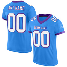 Load image into Gallery viewer, Custom Electric Blue White-Purple Mesh Authentic Football Jersey
