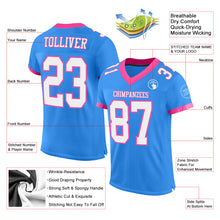 Load image into Gallery viewer, Custom Electric Blue White-Pink Mesh Authentic Football Jersey
