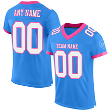 Load image into Gallery viewer, Custom Electric Blue White-Pink Mesh Authentic Football Jersey
