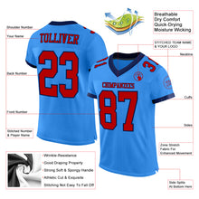 Load image into Gallery viewer, Custom Electric Blue Red-Navy Mesh Authentic Football Jersey
