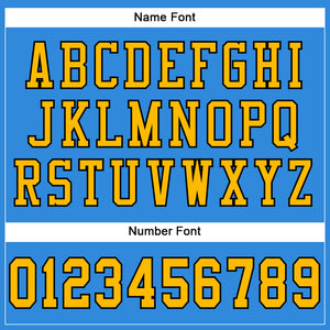 Custom Powder Blue Gold-Black Mesh Authentic Football Jersey